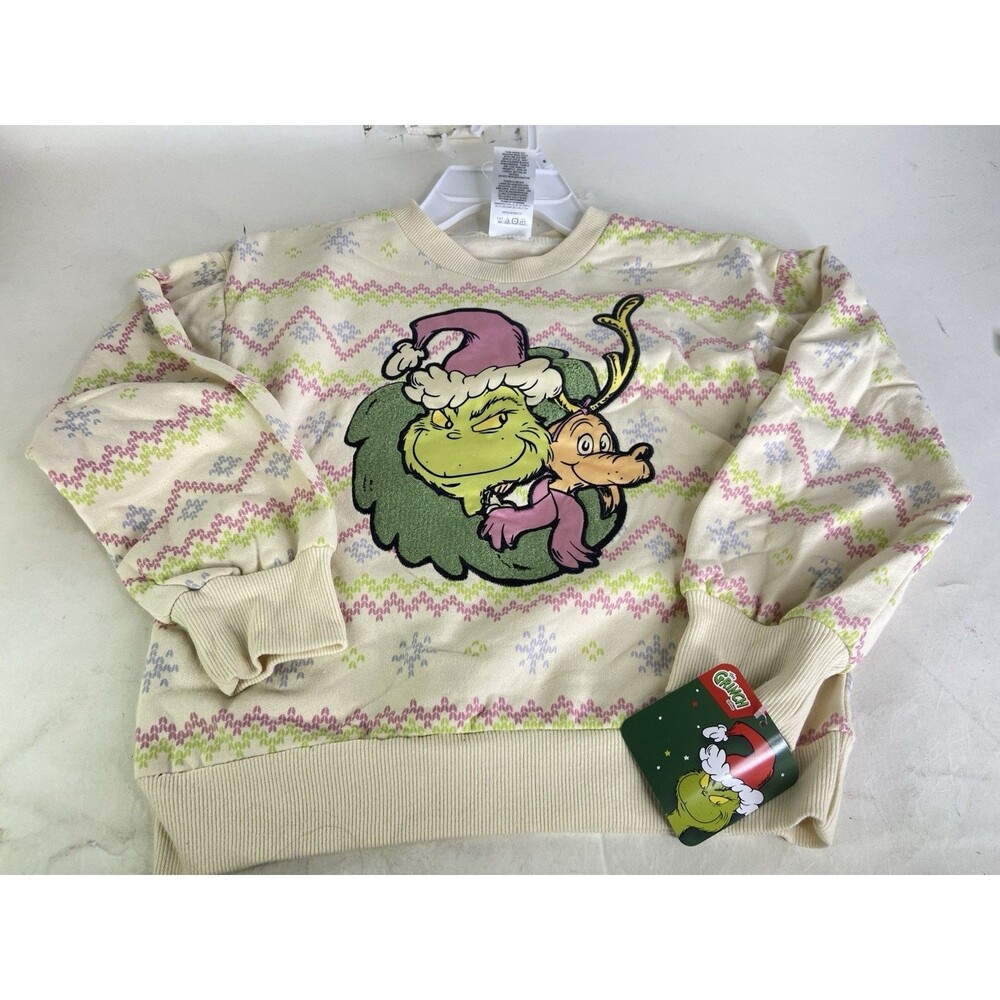 Dr. Seuss The Grinch Holiday Christmas Pullover Sweatshirt Sweater Girls Size 6